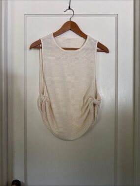 SHEIN Cream Waffle Knit Side-Tie Tank